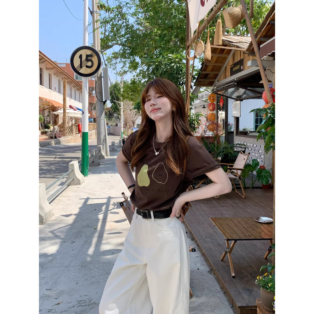 SUXI Áo Thun Ngắn Tay In Họa Tiết Dễ Thương Cho Nữ Mùa Hè 260408