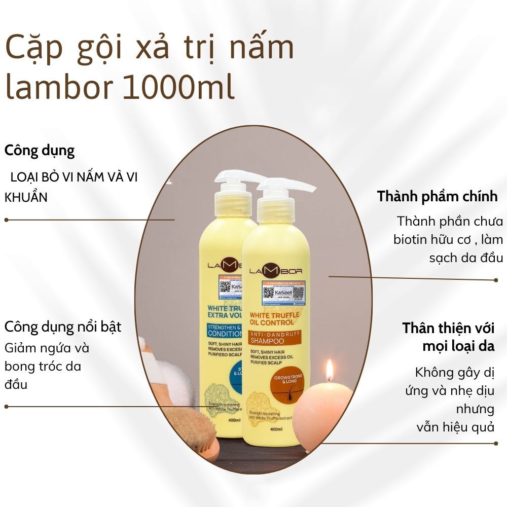 Cặp Dầu Gội Xả LAMBOR VÀNG 1000ml – Phục Hồi Tóc Hư Tổn, Sạch Gàu, Kiềm Dầu & Ngăn Gãy Rụng