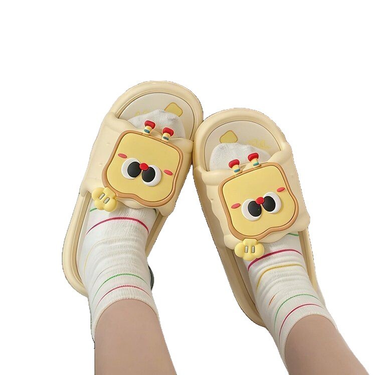 Sáng Tạo Bánh Mì Nướng Hoạt Hình Dép Đế Dày Nữ Mùa Hè Mặc Ngoài Thoải Mái Flip-Flops Nữ EVA Dép Dép