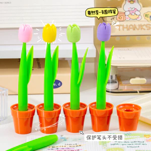 Sáng Tạo Dễ Thương Mềm Kẹo Cao Su Tulip Bút Gel Mô Phỏng Hình Vật Bút Bi Lớp Quà Tặng Bút Gel EXFO