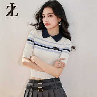 ZHELIHANGFEI Áo sọc ngắn tay dệt kim phù hợp cho mọi hoạt động