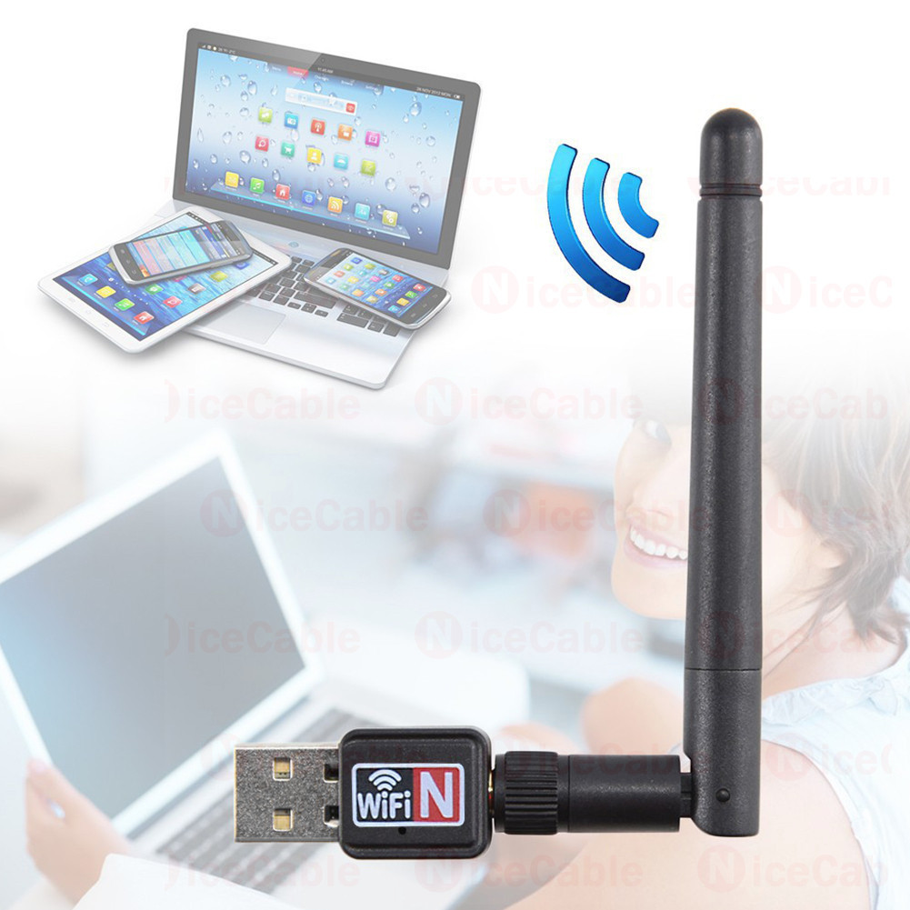 Bộ chuyển đổi WiFi USB băng tần 2.4G Bộ chuyển đổi WiFi không dây tốc độ cao 150Mbps Bộ thu WiFi cắm và chạy với Ăng-ten 2dB cho máy tính để bàn PC