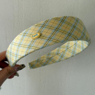 Kovoi / Retro Preppy Phong Cách Họa Tiết Băng Đô Ngọt Ngào Phù Hợp Với Kẻ Sọc Đầu Nữ Tính Cảm Giác Rộng Viền Bọt Biển Kẹp Tóc Cao Cấp