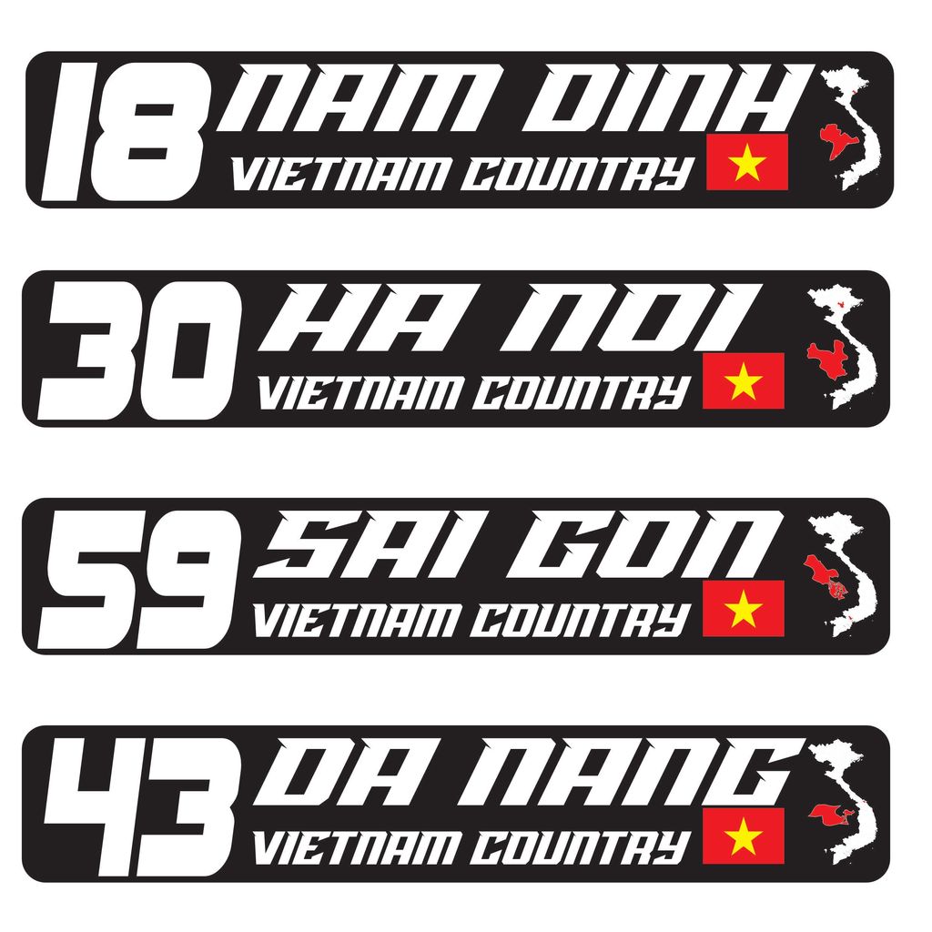 Tem Tỉnh Thành Việt Nam, Tem Dán Xe Performance 63 Tỉnh Thành, Chất Liệu UV DTF Cao Cấp, Chống Nước