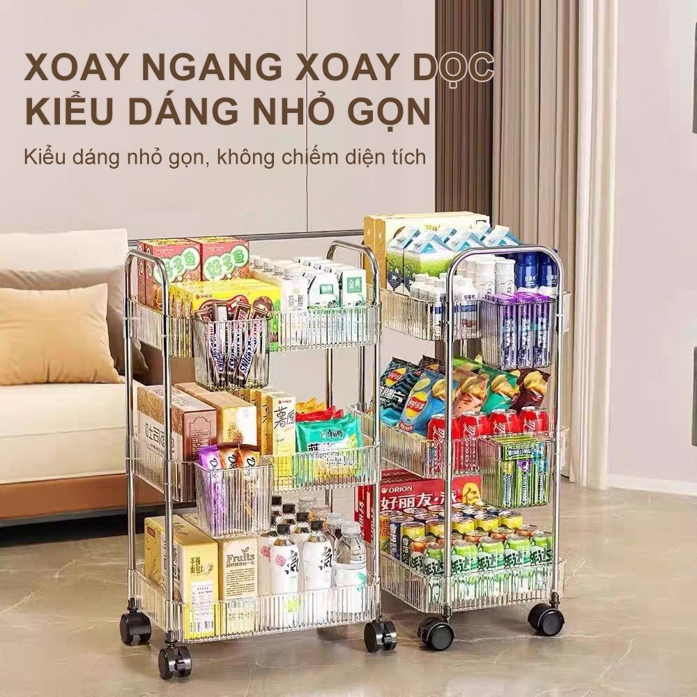 [Bồi thường 100% khi bị vỡ ] Xe Đẩy Spa Kệ Nhựa Trong Suốt Có Bánh Xe Đa Năng Kệ Để Đồ Trong Suốt