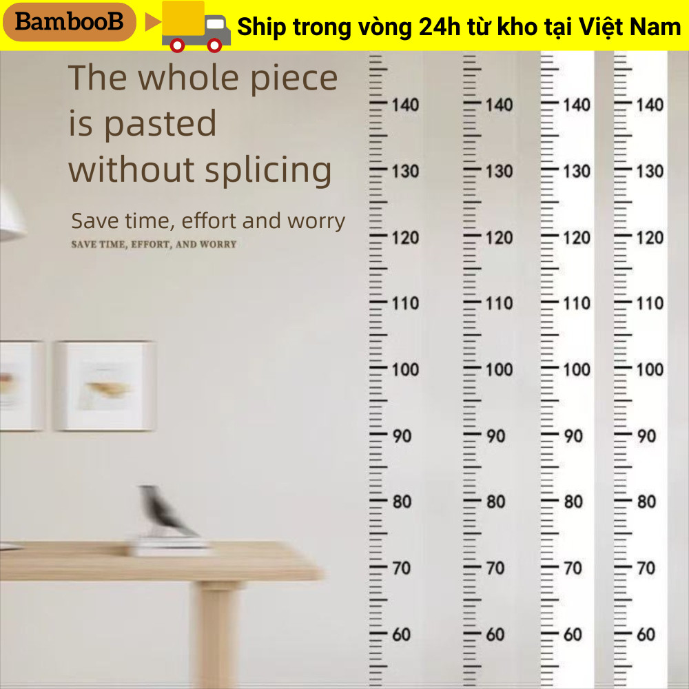 Biểu đồ tăng trưởng trẻ em BAMBOOB, Nhãn dán đo chiều cao 2M không thấm nước, Băng đo chiều cao có thể tháo rời tự dính trong suốt cho bé