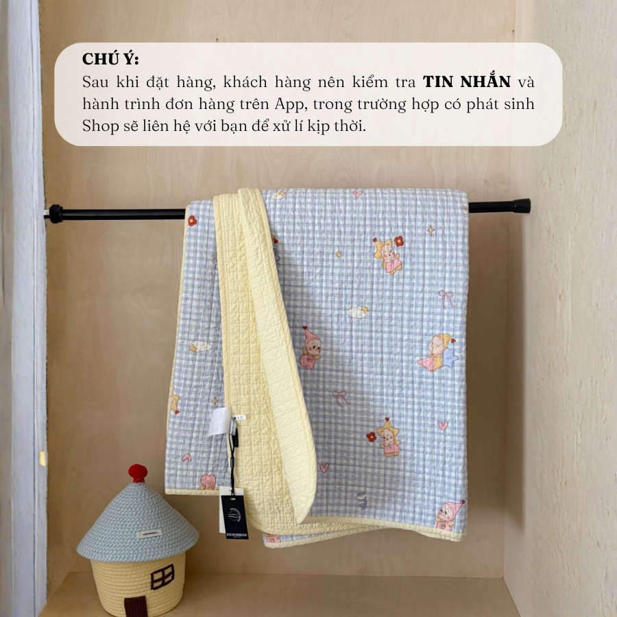 (CH702) Chăn hè cotton với tông màu pastel nhẹ nhàng kèm họa tiết dễ thương nổi bật, độ bền cao và êm ái Memminbedding