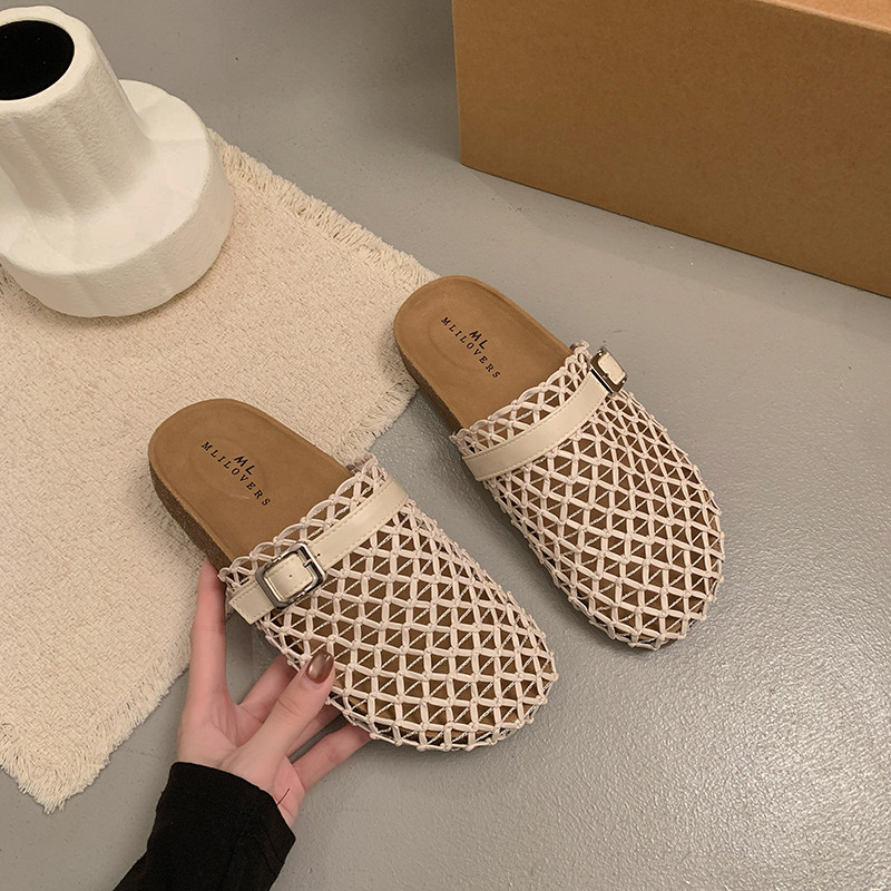 Atikota Dép xăng đan lưới rỗng dành cho nữ, khóa cài thời trang, đế mềm, thoáng khí, thoải mái khi đi chơi ngoài trời, nhẹ, dép xỏ ngón hàng ngày.