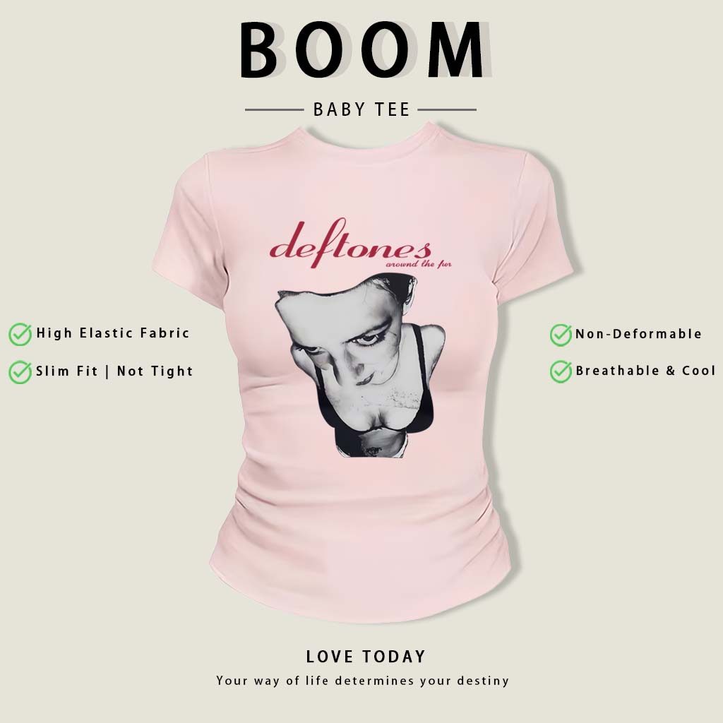 BOOM Áo Baby Tee Nữ Cotton Ôm Body-Áo Thun Ngắn Tay Y2K In Hình PhongCách Mùa Hè, Cổ Tròn Hàng Đầucách hàn quốc phongW22