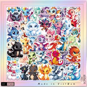 20/60/100 sticker loài rồng phiên bản dễ thương chibi trang trí mũ đồ dùng chống nước tốt