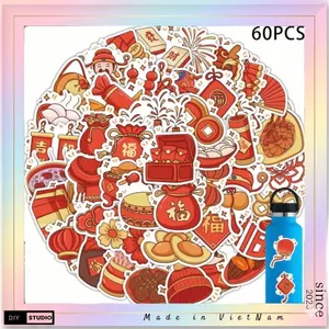 100 sticker trang trí tết 2026 túi tiền bao lì xì túi vàng thần tài cây mai ngày tết.