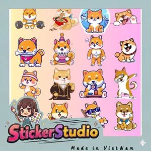Set 60 Sticker Chó siêu đáng yêu Chống Nước Dán Laptop Vali Mũ Bảo Hiểm Sổ Tay