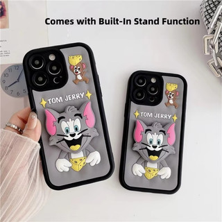 Giá Đỡ 3D Phô Mai Tom Mèo Chuột Hoạt Hình Dễ Thương Dành Cho iPhone 17 16 15 14 13 12 11 Pro Max 7 8 X XR XS