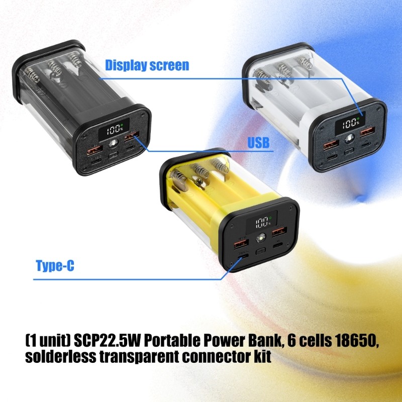 Ốp điện thoại PowerBank nhựa GODD cho pin 6x18650 không hàn 22 5W ngoài trời