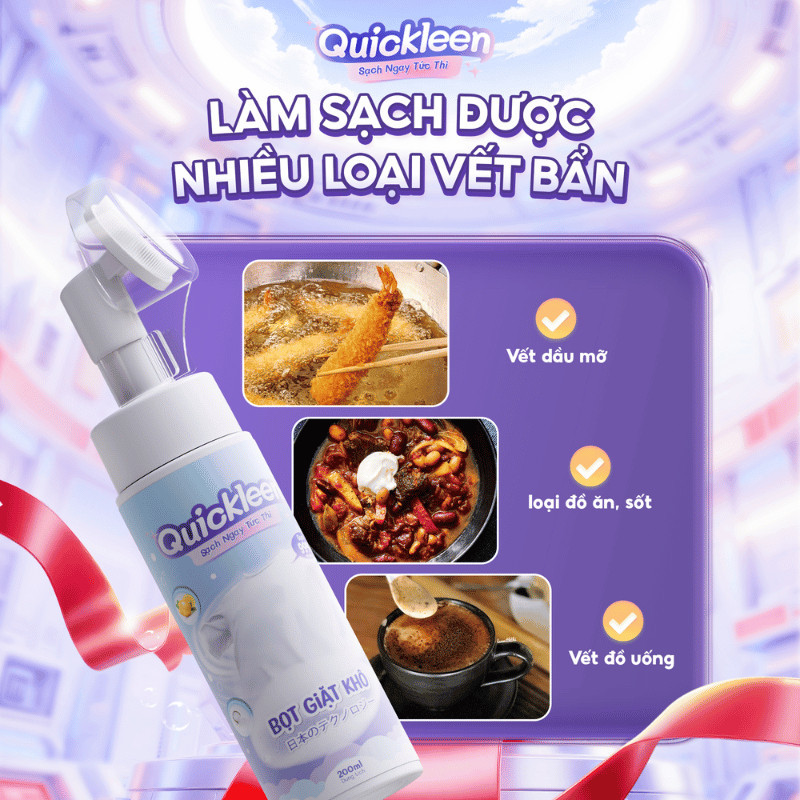 Bọt Vệ  Sinh Tẩy Vết Bẩn Quần Áo Quickleen Tích Hợp Đầu Bàn Chải Thông Minh