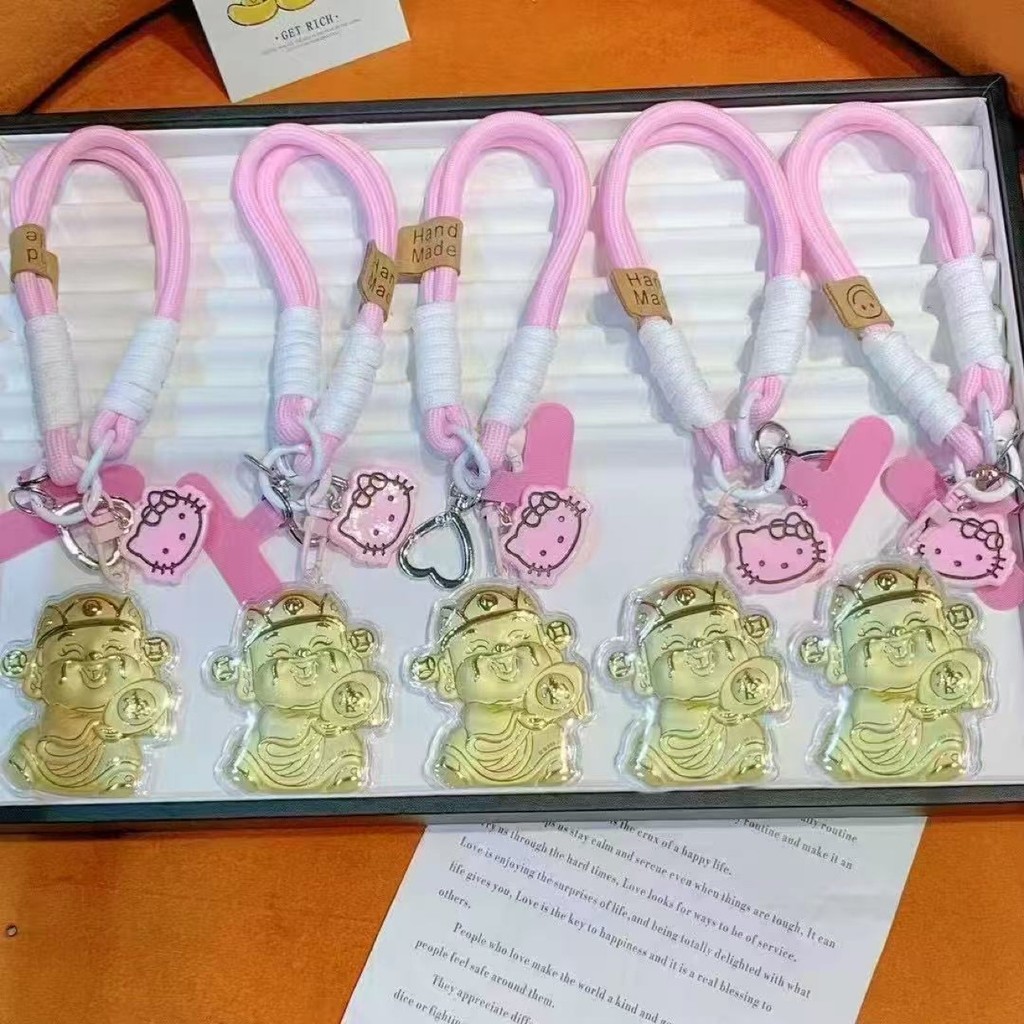 Vàng Nguyên Chất 999 Mèo May Mắn Thần Tài Mặt Dây Chuyền Quà Tặng Bàn Chải Ba Chiều Điện Thoại Di Động Mặt Dây Chuyền Chìa Khóa Hoạt Hình Dây Buộc
