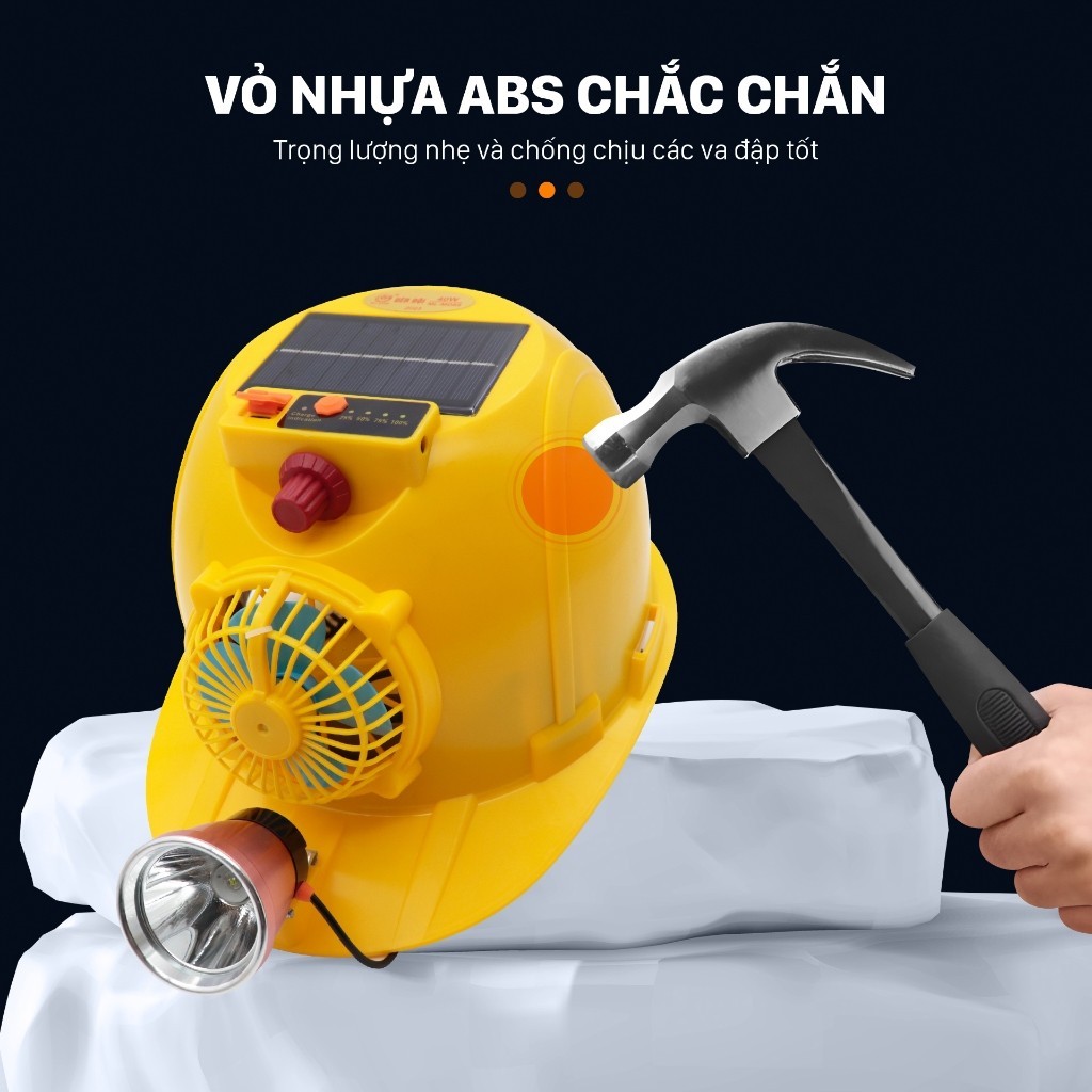 Mũ bảo hộ chuyên dụng MD-ML88 Mỹ Linh, mũ đèn có quạt, mũ đèn năng lượng mặt trời,tiện lợi tiết kiệm