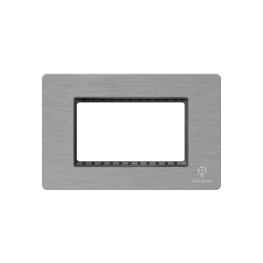 Mặt ổ cắm công tắc điện VinaHouse, ổ cắm vỏ Inox màu ghi xám, bền đẹp, dễ lắp đặt, an toàn điện
