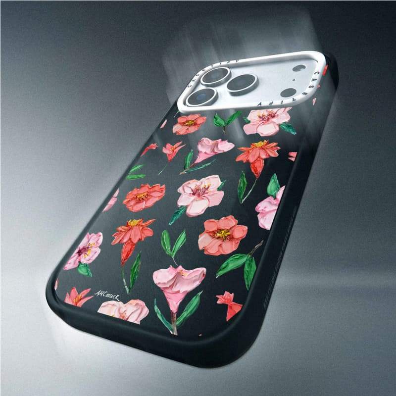CASECASE X Peach & Coral Blooms Case White Camera Ring Edition Matte Đen Cứng Hút Từ Tính Tác Động Dành Cho Apple IPhone 13 14 15 16 17 Pro Max Air Plus Có Hộp