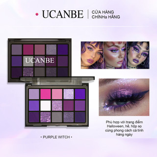 UCANBE Bảng Trang Điểm Phấn Mắt Tím, 15 Màu Đen Khói Shimmer Matte Kim Loại Lấp Lánh Tím Oải Hương Hồng Trang Điểm Bộ Trang Điểm Cho Cosplay Halloween Ursula Trang Phục Phù Thủy Dự Tiệc