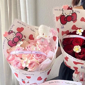 Hello Kitty Ngày Lễ Tình Nhân Giấy Gói Cao Cấp Cảm Giác Mô Phỏng Bó Hoa Quà Tặng Sinh Nhật Hoa Handmade diy Chất Liệu