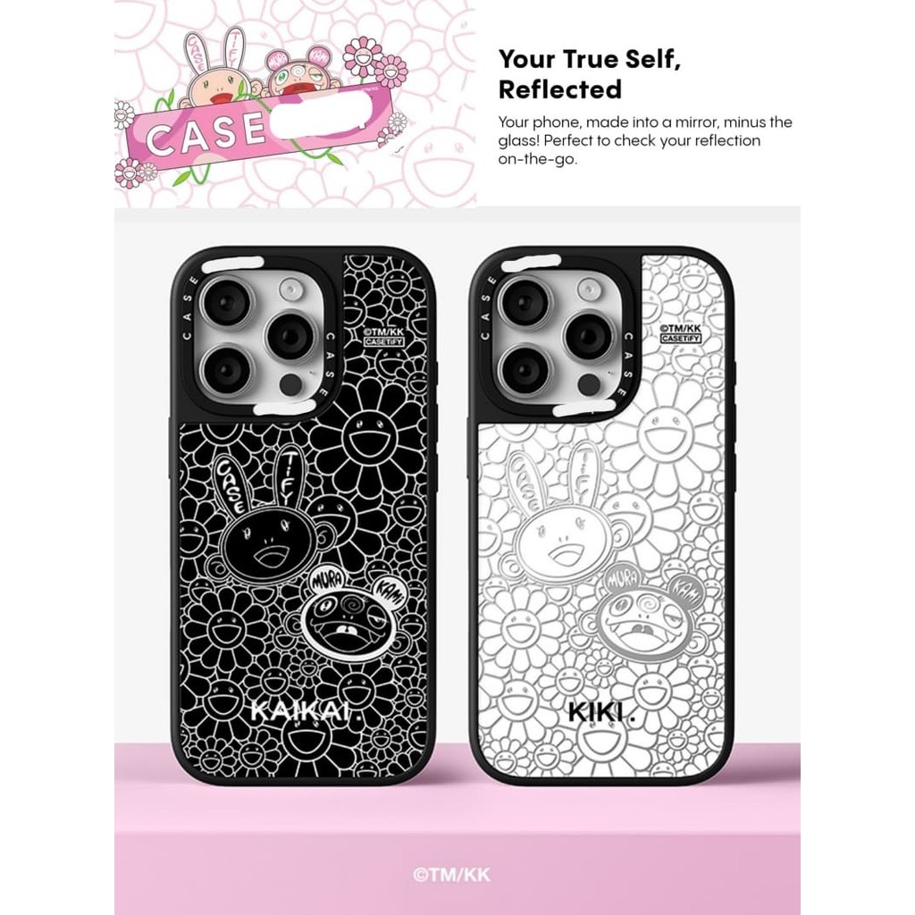 CASECASE X TAKASHI MURAKAMI KaiKai & KiKiChromeCase Vỏ iPhone Gương Đen & Bạc Hút Từ Tính IPhone 17 16 15 14 13 12 Pro Max Plus Ốp Lưng Cứng Có Hộp Khắc logo