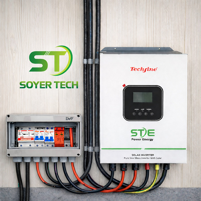 Combo Biến Tần Techfine STE 1200W 12V + Tủ Điện Solar ABS Có SPD DC ...