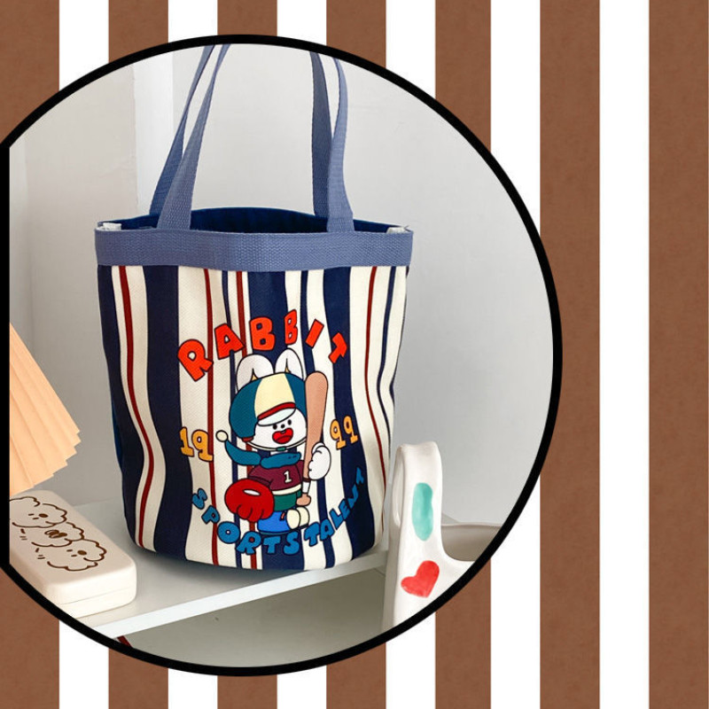 Túi xô vải graffiti dễ thương, túi đựng tote tròn