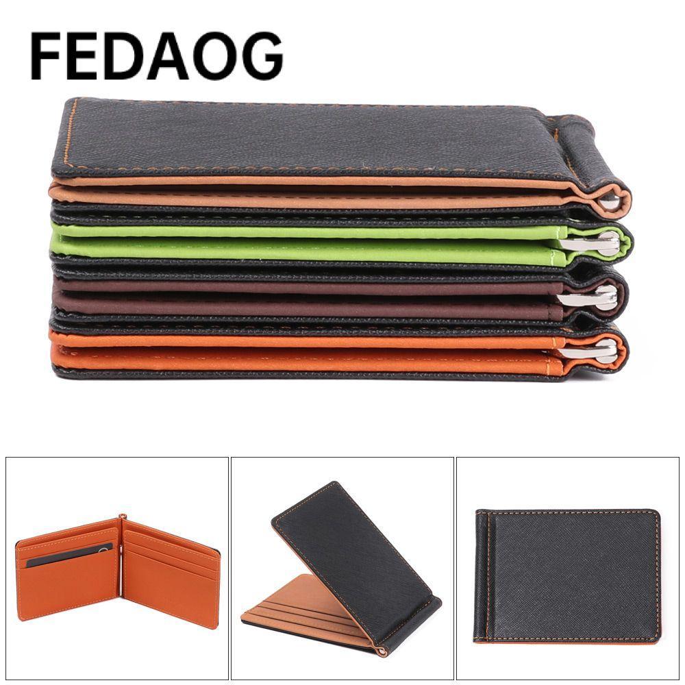 FEDAOG Ví da ngắn Thời trang Sollid Ví mỏng Thẻ tín dụng Kẹp tiền gấp đôi