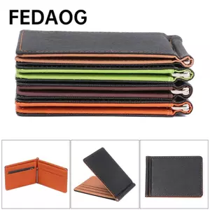 FEDAOG Ví da ngắn Thời trang Sollid Ví mỏng Thẻ tín dụng Kẹp tiền gấp đôi