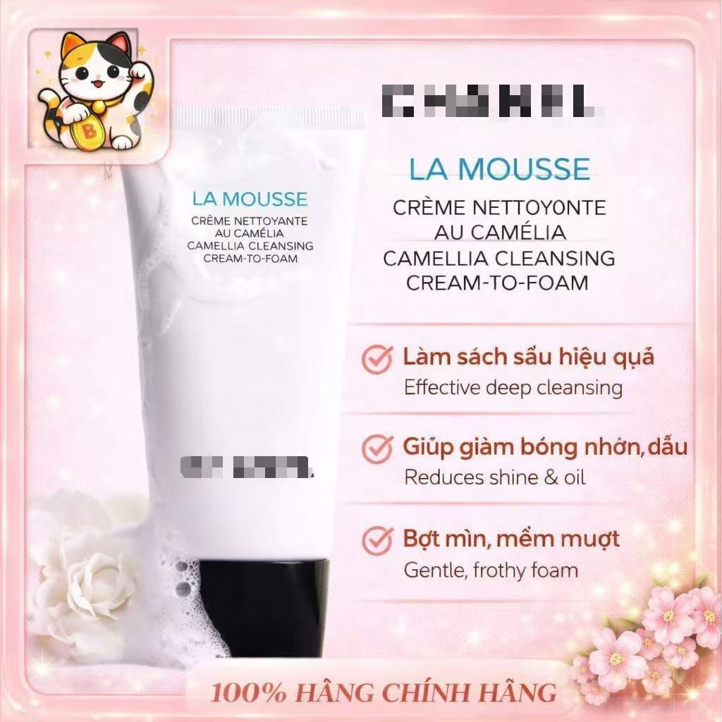 [Chính Hãng] Sữa Rửa Mặt ℂℍ𝔸ℕ𝔼𝕃 𝐋𝐀 𝐌𝐎𝐔𝐒𝐒𝐄 𝐂𝐚𝐦𝐞𝐥𝐥𝐢𝐚 𝐂𝐥𝐞𝐚𝐧𝐬𝐢𝐧𝐠 𝐂𝐫𝐞𝐚𝐦-𝐭𝐨-𝐅𝐨𝐚𝐦 Full Size