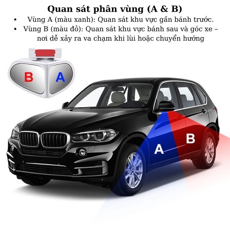 Gương chiếu hậu phụ cao cấp xoay 360 độ góc rộng Hỗ trợ đảo chiều / Quan sát bánh xe،Góc nhìn rộng, giảm điểm mù