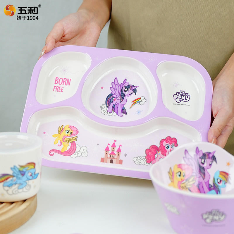 My Little Pony Bộ Đồ Ăn Trẻ Em Hộ Gia Đình Melamine Ngăn Đĩa Thực Phẩm Bổ Sung Bát Dễ Thương Mẫu Giáo Melamine Đĩa Ăn YSDN