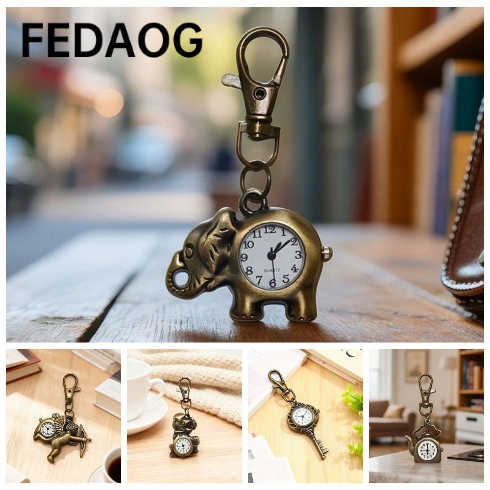 Đồng hồ bỏ túi FEDAOG, Đồng hồ móc khóa bền phong trào thạch anh, Đồng hồ mới lạ Thiết kế cổ điển Retro Sáng tạo Mặt dây chuyền cổ điển nhẹ Sử dụng hàng ngày