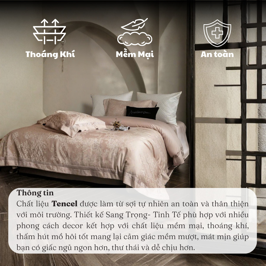(L426418) Set vỏ chăn tencel  cao cấphọa tiết ẩn trong vải, thể hiện phong cách quý tộc sang trọng Memminbedding luxury