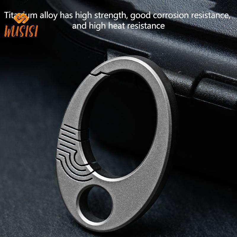 Móc khóa carabiner hợp kim titan màu xanh dương, thiết kế nhỏ gọn hình bầu dục, phù hợp làm vòng chìa khóa và dùng ngoài trời