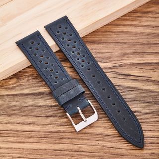 Nhiệt đới Lớp đầu tiên Top-grain Dây đeo đồng hồ da thật 18mm 19mm 20mm 21mm 22mm 24mm Lỗ thông hơi thoáng khí Thay thế dây đeo cổ tay cho nam nữ Thể thao Rally Racing