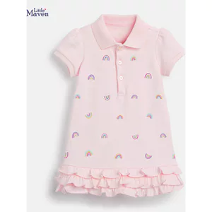 Little maven Châu Âu Mỹ Quần Áo Trẻ Em Đầm Trẻ Em Tay Ngắn Trẻ Em Mùa Hè Phong Cách Mới Cotton Nguyên Chất Đầm Công Chúa
