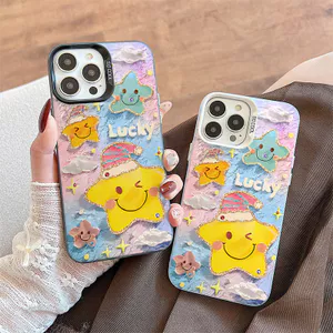 Ốp Lưng Cho Realme C65 C55 C53 C51 C25 C20 C15 C12 C11 5i Note 50 30A 20 A77S A33 A18 A17K A16K A16E A15S A5S A9 A3S Mạ Acrylic IMD Case Motif Smile Star CYIM171