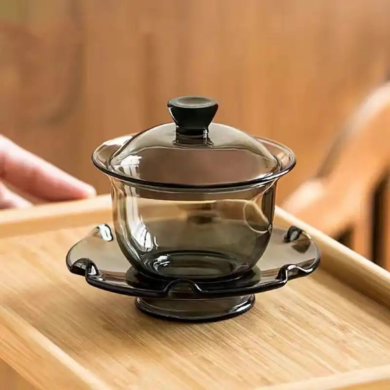 Bộ trà Kung Fu thủy tinh Sancai Gaiwan Đơn giản chịu nhiệt Bộ trà Kung Fu có giá trị cao