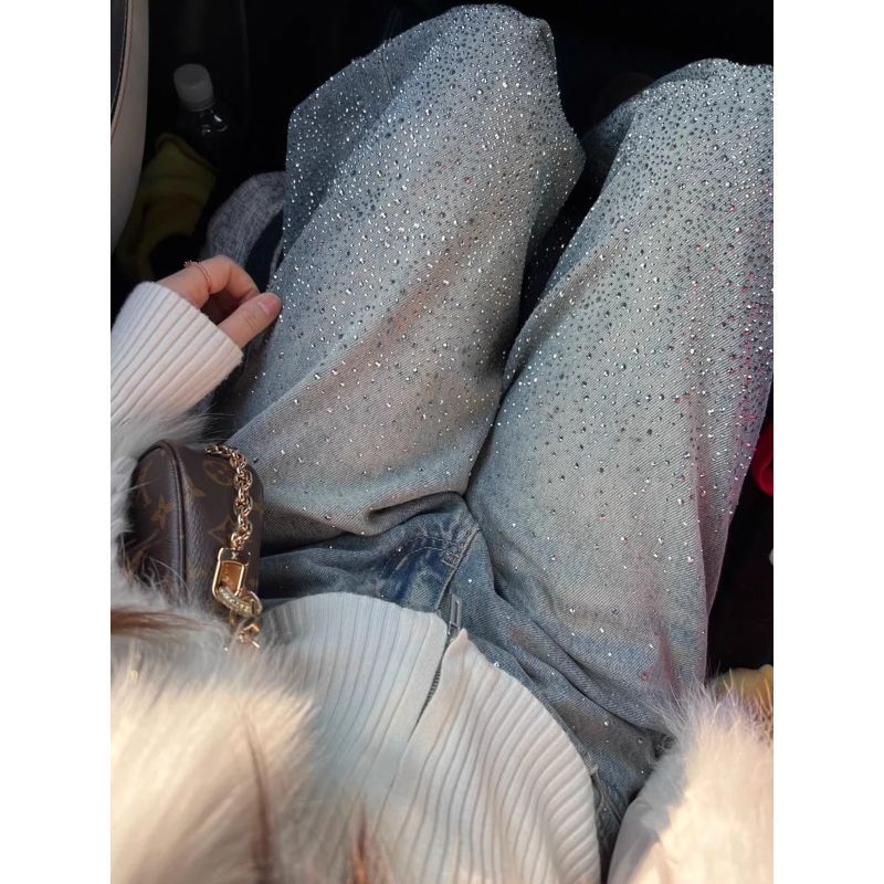 Quần jeans nữ kim cương Gypsophila - Mùa xuân 2026, thiết kế eo cao và ống rộng