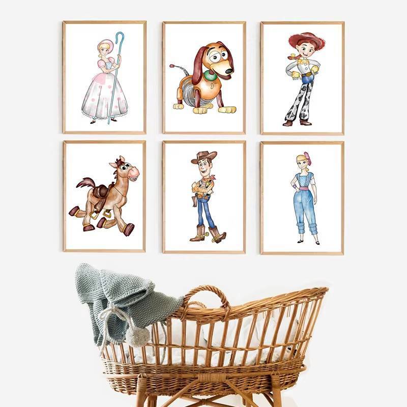 Toy Story Watercolor Art Prints Canvas Painting Art Home Wall Decor Canvas Poster