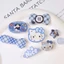 Set Charm Mèo Hello Kitty Xanh Caro – Dễ Thương Nhẹ Nhàng Phong Cách Hàn Trang Trí Dép Xinh Xắn