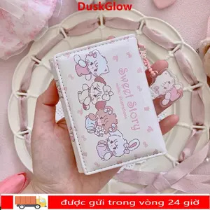Ví đựng tiền xu DUSKGLOW, Ví ngắn Mikko bằng da PU, Túi đựng tiền hoạt hình thời trang dành cho nữ Cô gái