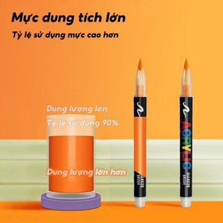Bộ 120 bút acrylic marker – Đầu brush mềm mịn, mực lông đều – Lên màu đậm, che phủ tốt – Vẽ đa chất liệu – Không độc hại