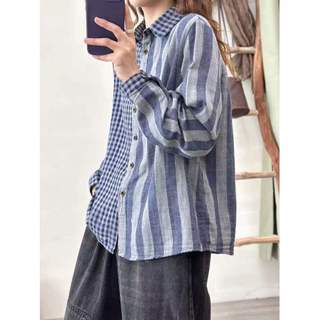 Áo sơ mi nữ cotton sọc kẻ dáng rộng phù hợp thời trang