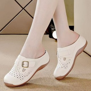 Dép đế nêm Baotou Dép nữ Slip-On rỗng thoáng khí