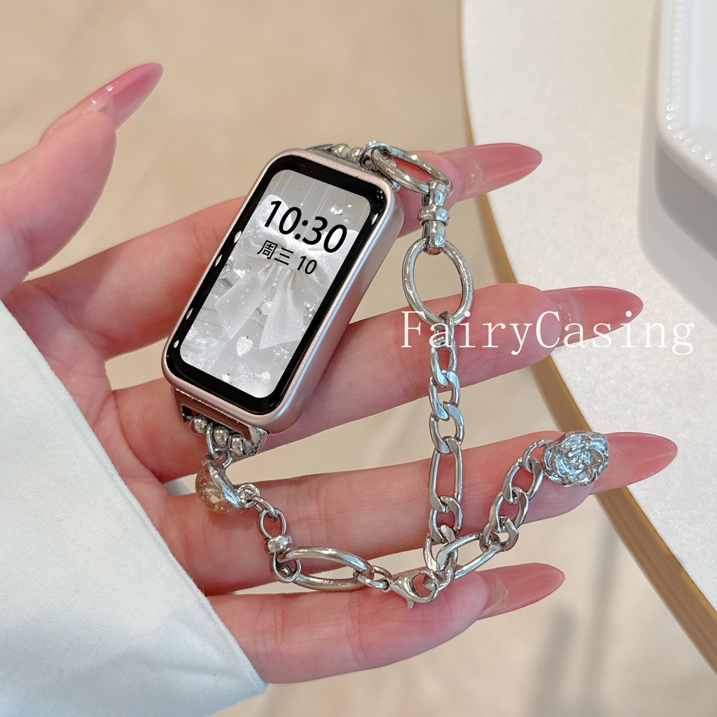Dây đeo mỏng Thích hợp cho Huawei Band 11 10 9 8 Vòng đeo tay cho Huawei Watch Fit 3 4 Pro Dây chuyền hoa hồng Khóa dây đeo cổ tay