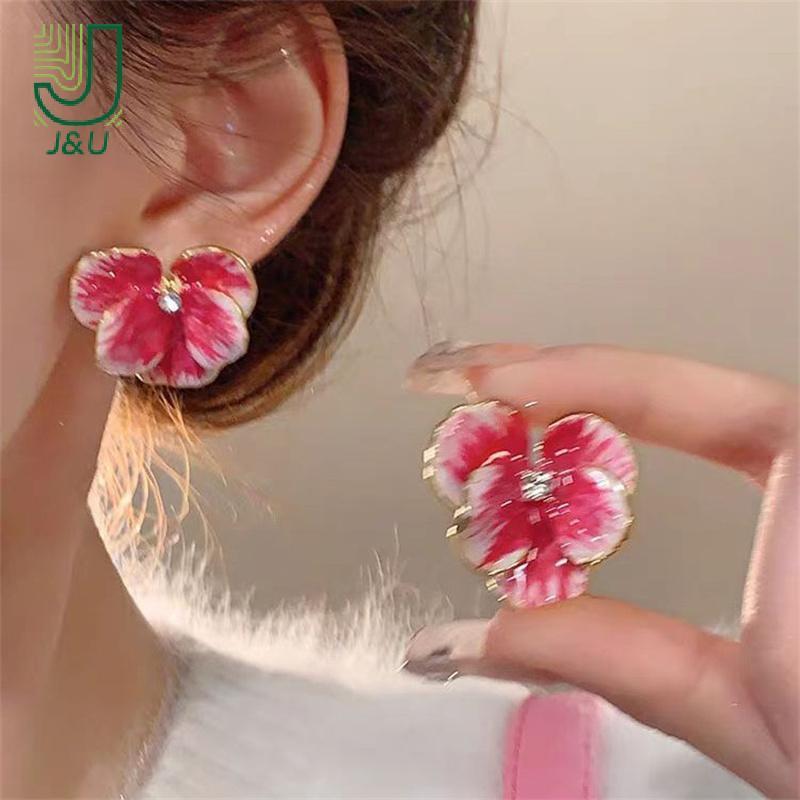 Bông Tai Hoa Cánh Hoa Lập Thể Nhiều Màu Sắc Vintage, Thích Hợp Du Lịch Sang Trọng Bên Biển