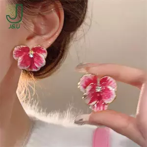 Bông Tai Hoa Cánh Hoa Lập Thể Nhiều Màu Sắc Vintage, Thích Hợp Du Lịch Sang Trọng Bên Biển
